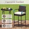 Outdoor Rattan Bar Height Table and Chair Set with 2 Cushions
